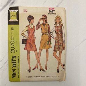 Vintage McCall's 2070 Jumper 1960s Retro Style A Line Mini Dress Pattern